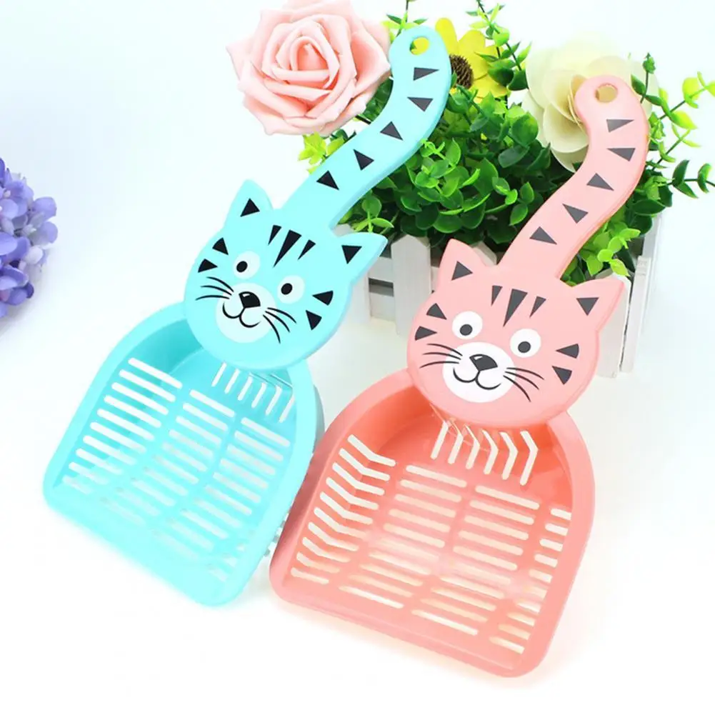 

Cat Litter Shovel with Handle Cat Shape Hollow Cartoon Design Pet Sand Scoop Cleaning Tools