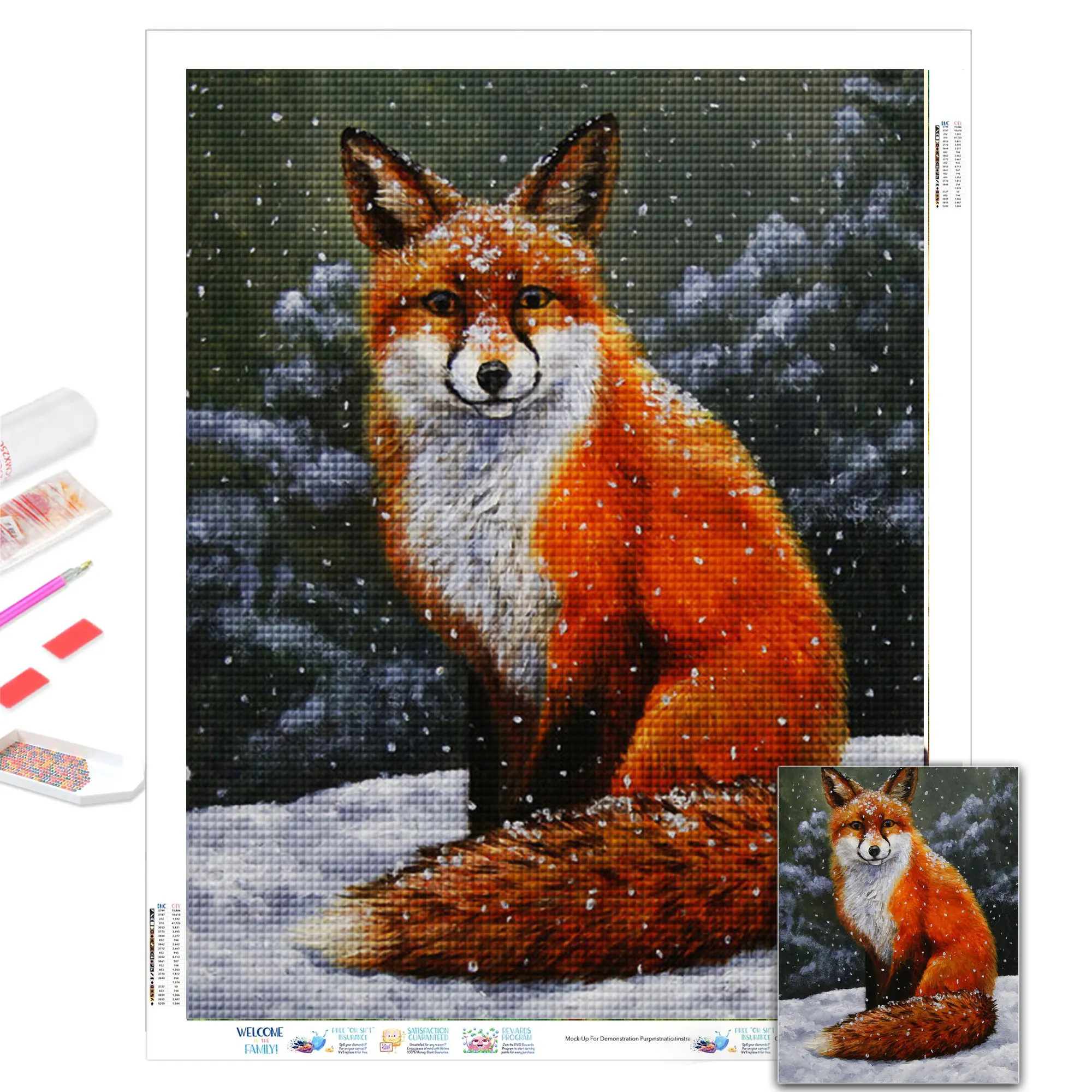 

Алмазная мозаика «зима лиса», картина «сделай сам» с животными, полная выкладка, квадратная фотография, вышивка, 5D искусство, Настенный декор