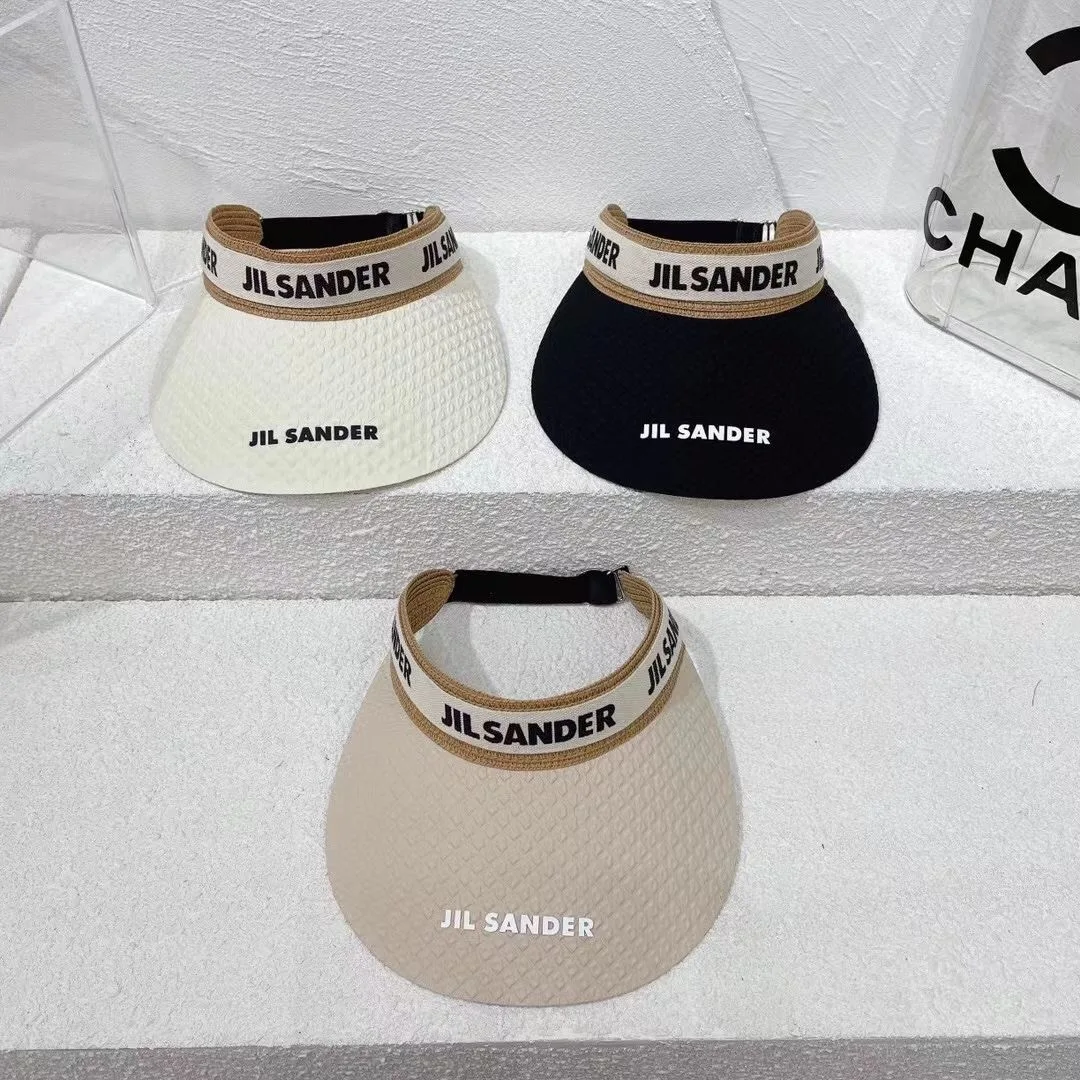

2023 New Jils Sanders sunscreen hat UV protection large eaves cover face empty top hat female summer trend fashion all-match