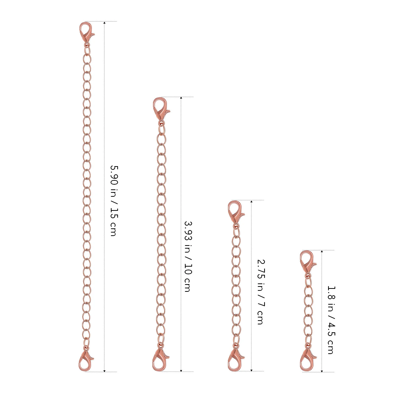 12 Pcs Charm Rose Gold Bracelet Chain Extenders Long Necklace Jewelry Making Alloy