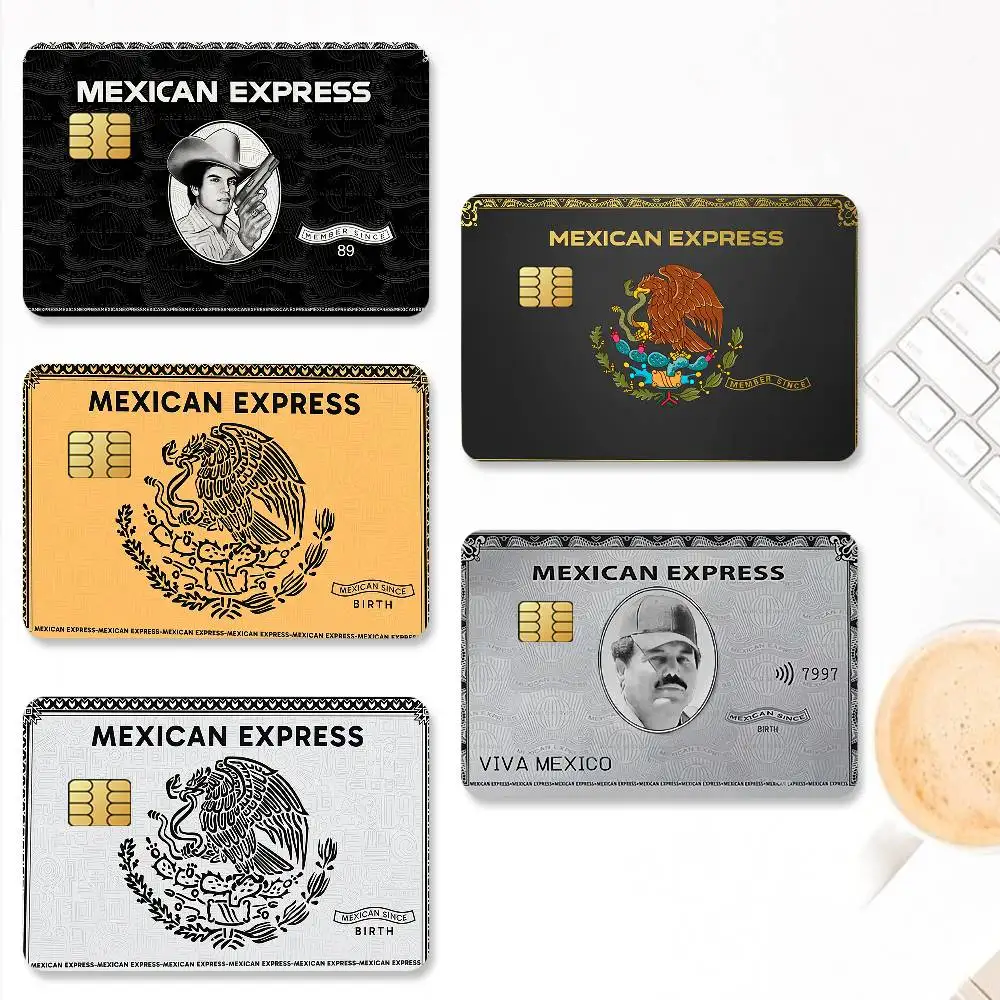 Фото Модные наклейки для кредитных карт M-Mexican E-Express-S, кожа для банковского дебета, декоративная защита, 4 шт., водонепроницаемые, против царапин №1