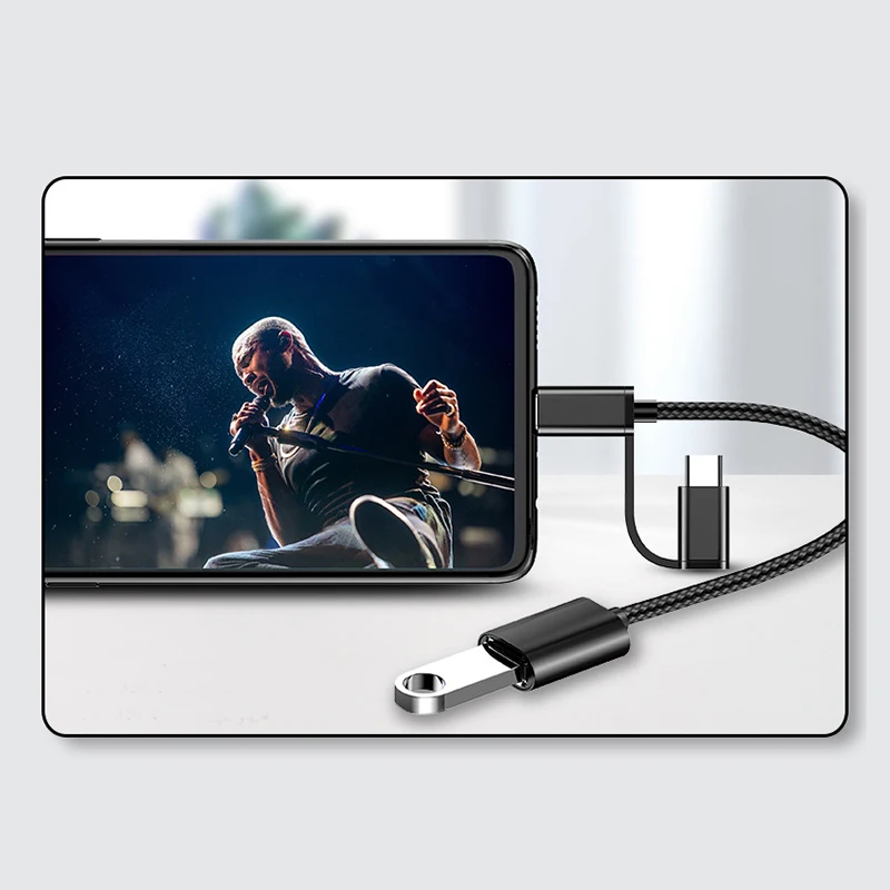2 в 1 кабель-адаптер OTG Type-C для Huawei Samsung S10 Xiaomi Mi Android MacBook мышь геймпад планшетного ПК