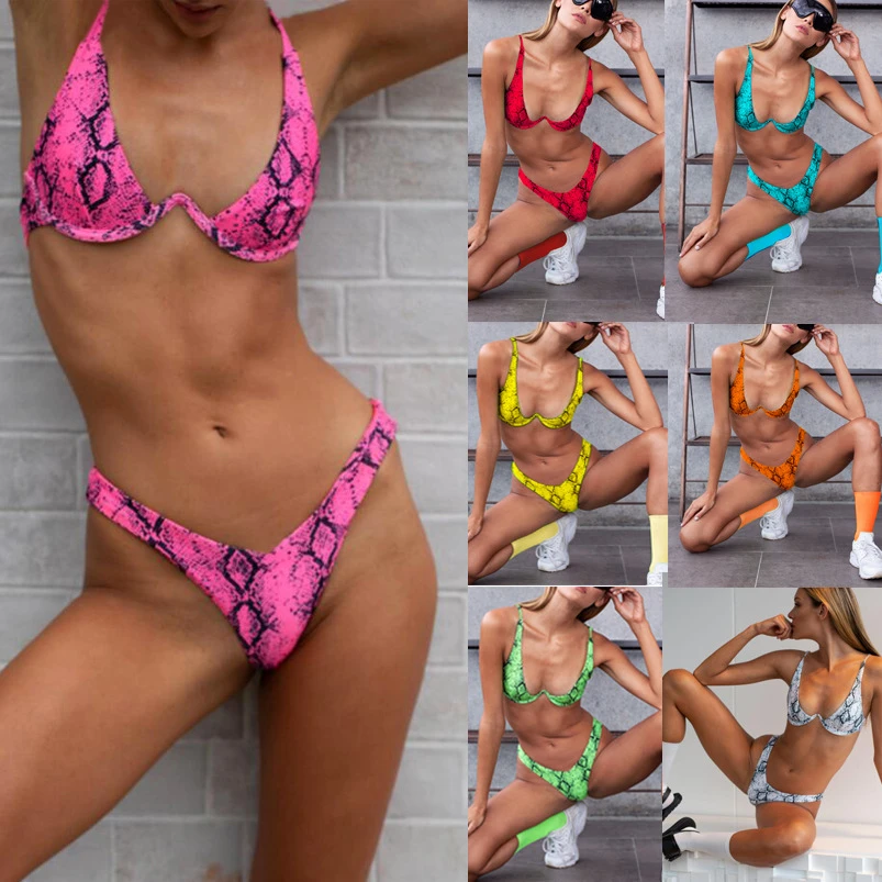 

2022 V-bar Underwired Bikini Female Swimsuit Women Swimwear Two-piece V Shape Wire Bikini Set Bather Bathing Suit Swim