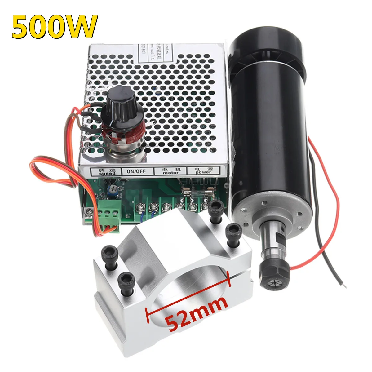 

Шпиндель с воздушным охлаждением ER11, 500 Вт, комплект электродвигателя шпинделя с ЧПУ, Регулируемый источник питания, 52 мм зажимы для гравиро...