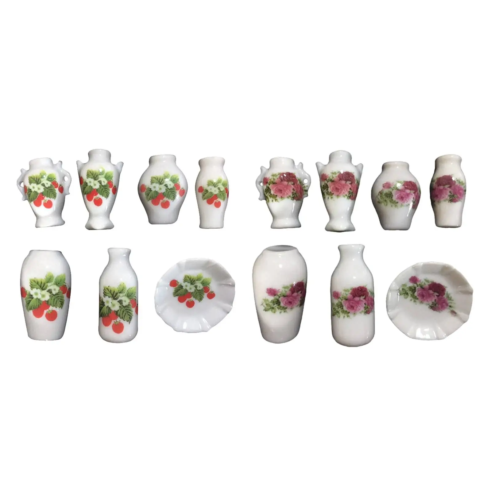 

7x Simulation Dollhouse Porcelain Vase and Dish Living Room Photo Props Garden Scene Micro Landscape 1/12 Decor Scenery Supplies