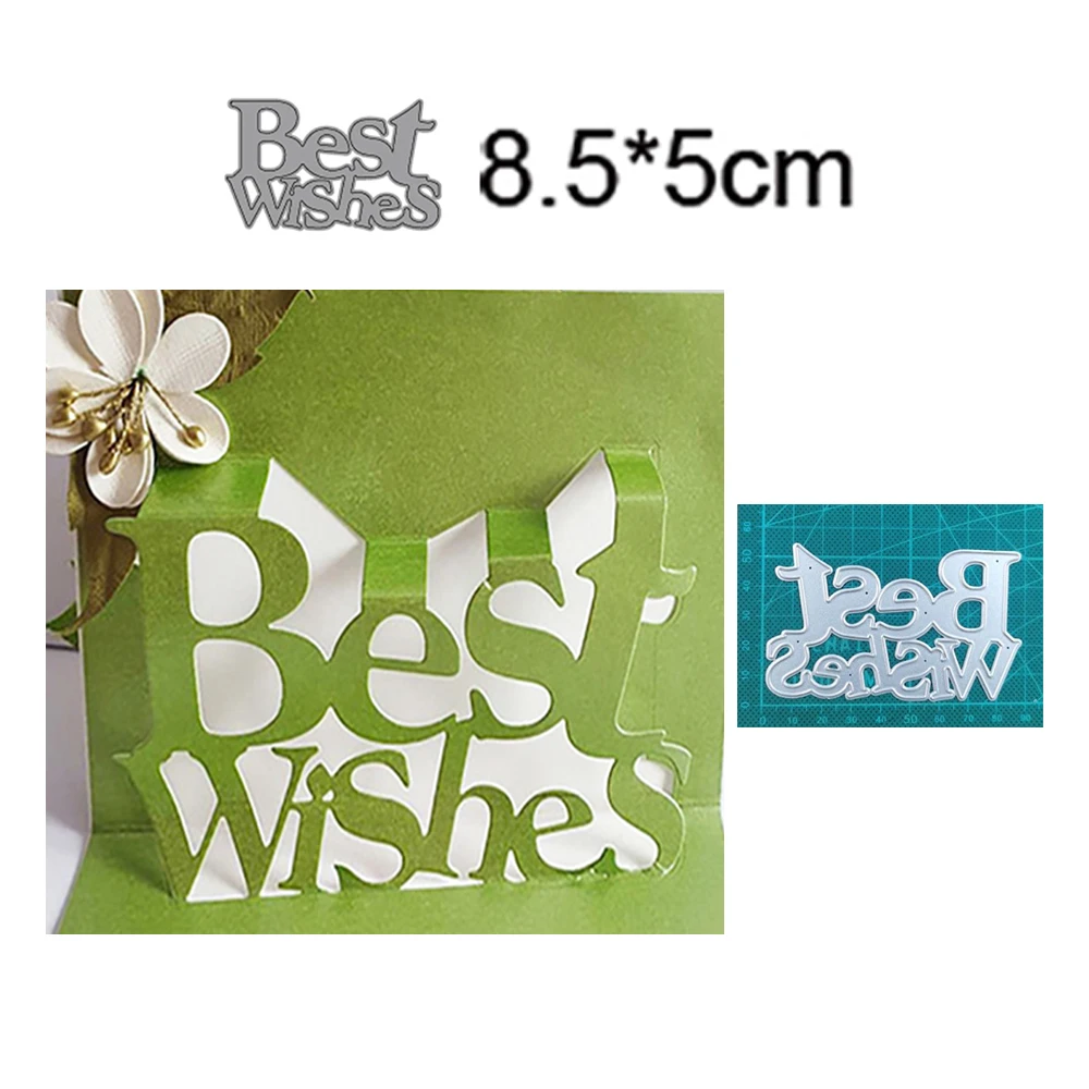 

Best Wishes Letters 2022 New Metal Cutting Dies Decorative Scrapbooking Photo Album Paper Craft Knife Blade Punch Art Embossing