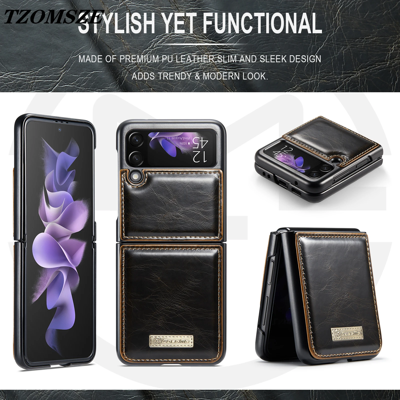 Z Flip 3 Case for Samsung Galaxy Z Flip 3 Leather Phone Cover Classic Protection Fundas for Galaxy Zflip3 Luxury Folding Cases
