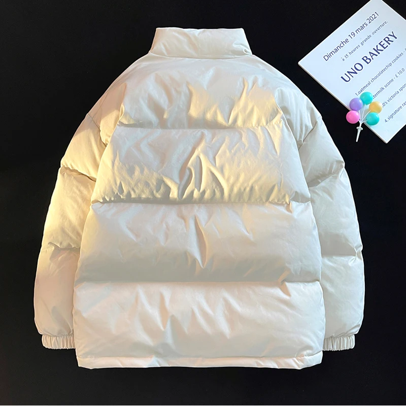 Winter Basick Letter Print Puffer Jacket  Korean Fashion Trends Thick Solid Stand Collar Streetwear Teenage Loose Padded Parkas