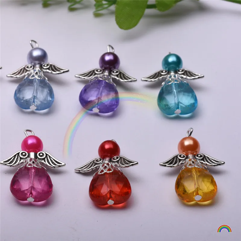 

5 шт./лот смешанные цвета танцующие Крылья Ангела сердце Подвески Подвеска Сделай Сам серьги ожерелье для изготовления ювелирных изделий Ак...