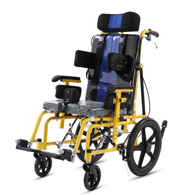 Детская инвалидная коляска с высокой спинкой и регулируемой откидной для детей