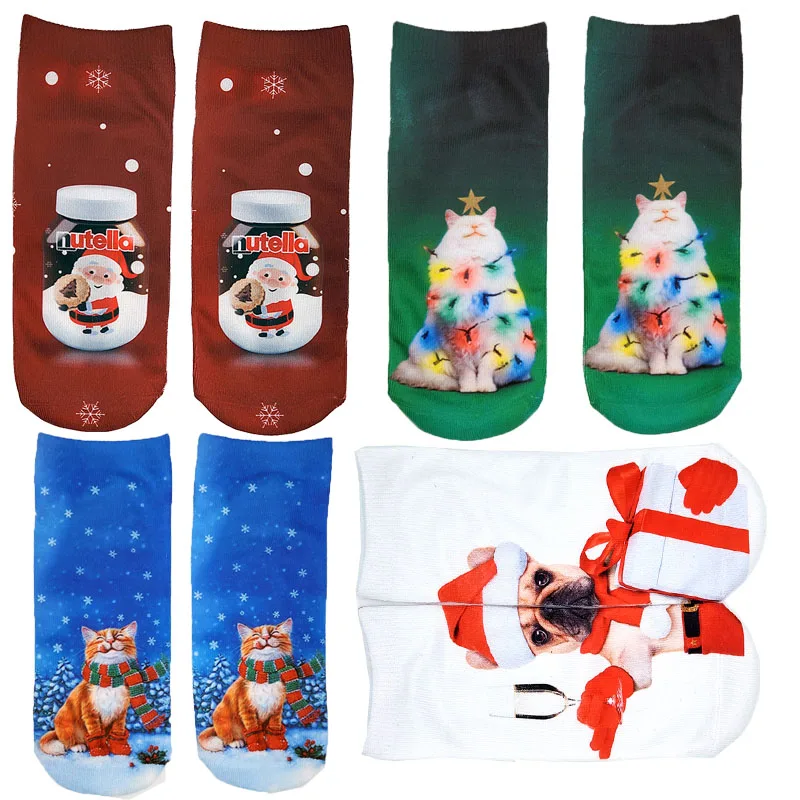 

Новогодние хлопковые носки для собак, кошек, рождественских подарков, Санта-Клаусов, снежинок, оленей, снега, милые носки для детей и взрослы...