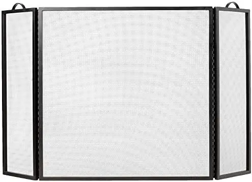 

& Hearth 3 Panel Flatguard Fireplace Screen, 50" W x 30" H, Black