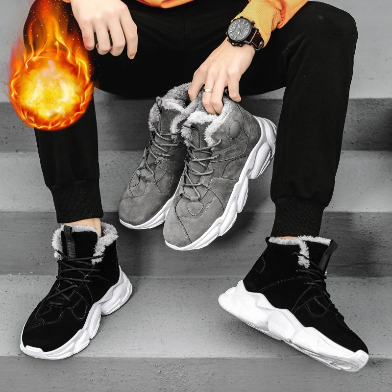 

Fleece Cotton Shoes Keep Warm Platform Boots Casual Winter Snow Boots Fashion Wear-Resistant Sports Men Shoes Chaussure Homme