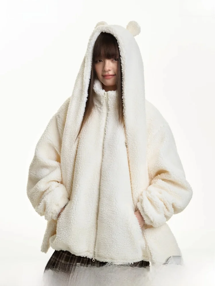 Tgns Съемный шарф с медведем милый комплект заколка для волос имитацией ягненка