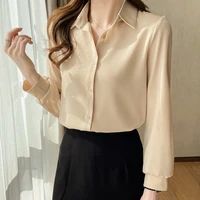 silk shirt womens spring 2022 office ladies anti wrinkle satin niche luxury buttons up shirt solid blusas mujer de moda 2022