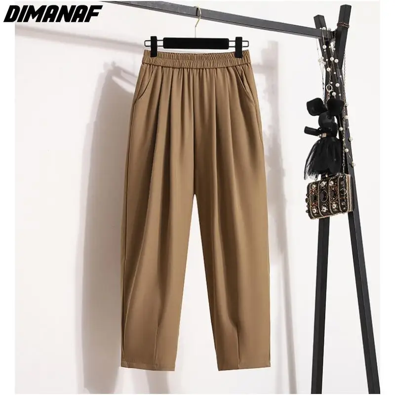 Женские свободные шаровары Dimanaf длинные винтажные брюки из искусственного