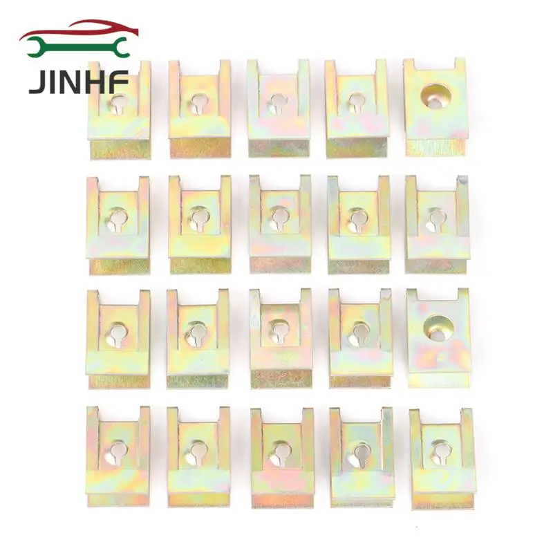 20Pcs Car Fastener Clip Screw Base 3mm Hole U Type Nut Mount