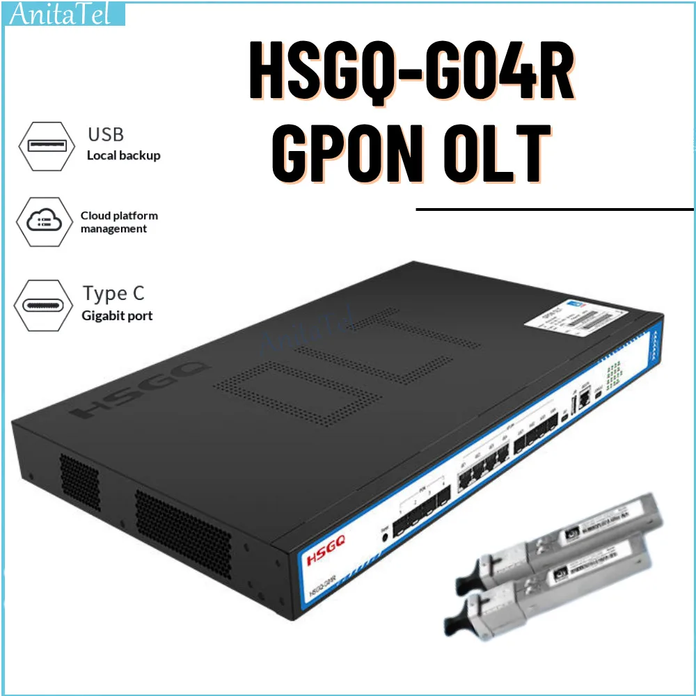 Фото Оптический линейный терминал FTTH HSGQ-04R GPON с 4 портами GE, PON 10GE Uplink, поддержка модуля CLASS C+ и трансивера OLT №1