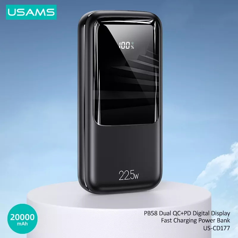 

2023NEW USAMS Portable Power Bank 20000mAh 22.5W QC PD Fast Charging Powerbank Portable Battery Charger PoverBank For iPhone iPa