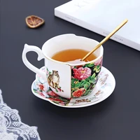 coffee cup and saucer european retro tiger rose irregular ceramic gold plated afternoon tea cup set home drinkware cute gift