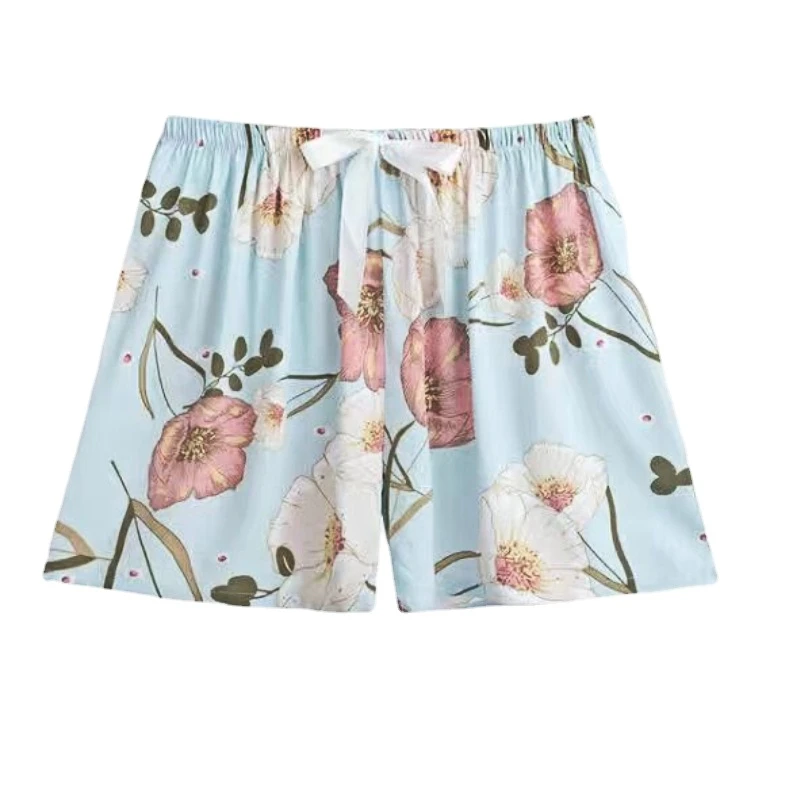 

Повседневные свободные женские короткие штаны для сна, хлопковая марлевая Пижама, летняя домашняя пляжная одежда для сна, одежда для сна с принтом