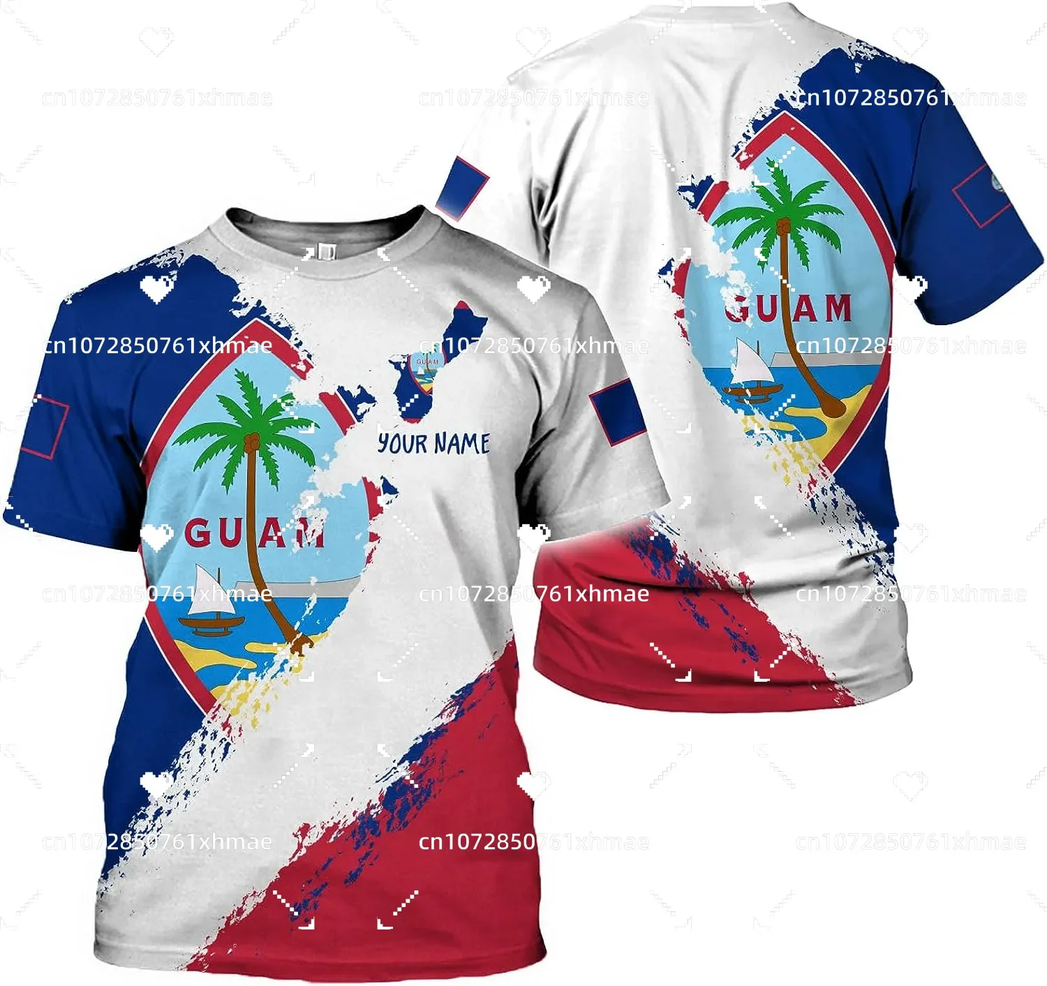 

Free Custom Name Guam Flag Coat T-shirt Men's Women's Casual Round Neck Oversized Short Sleeves Fashion Harajuku Street Tops