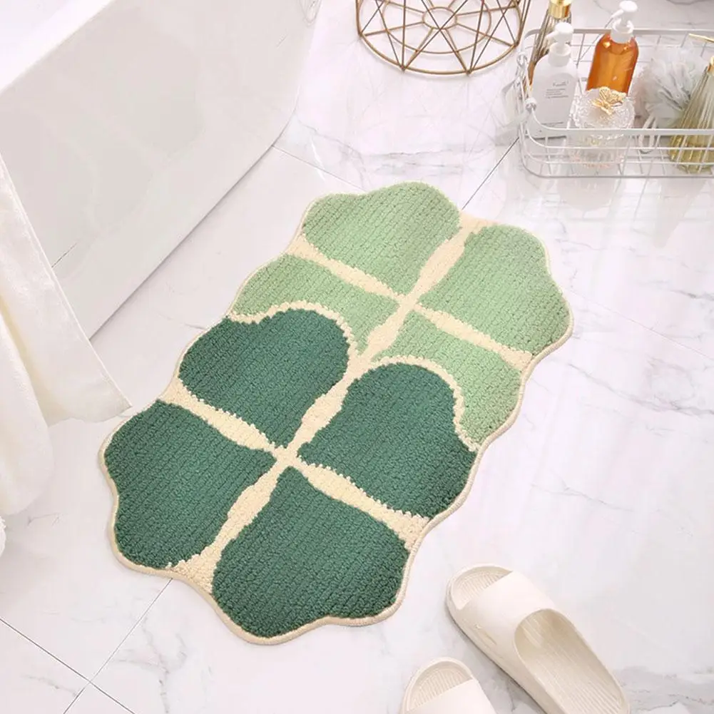 

Carpet Four-leaf Clover Style Floor Mat Bedroom Doorway Household Soft Mat Bathroom Absorbent Entrance Bathroom Foot T3L0