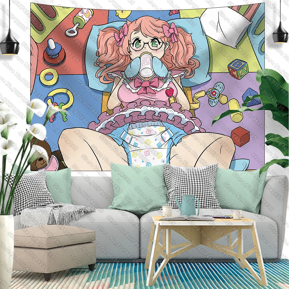 

Милый аниме Kawaii гобелены для девочек настенный эстетический настенный постер для спальни художественный плакат Гобеленовые ковры одеяла д...