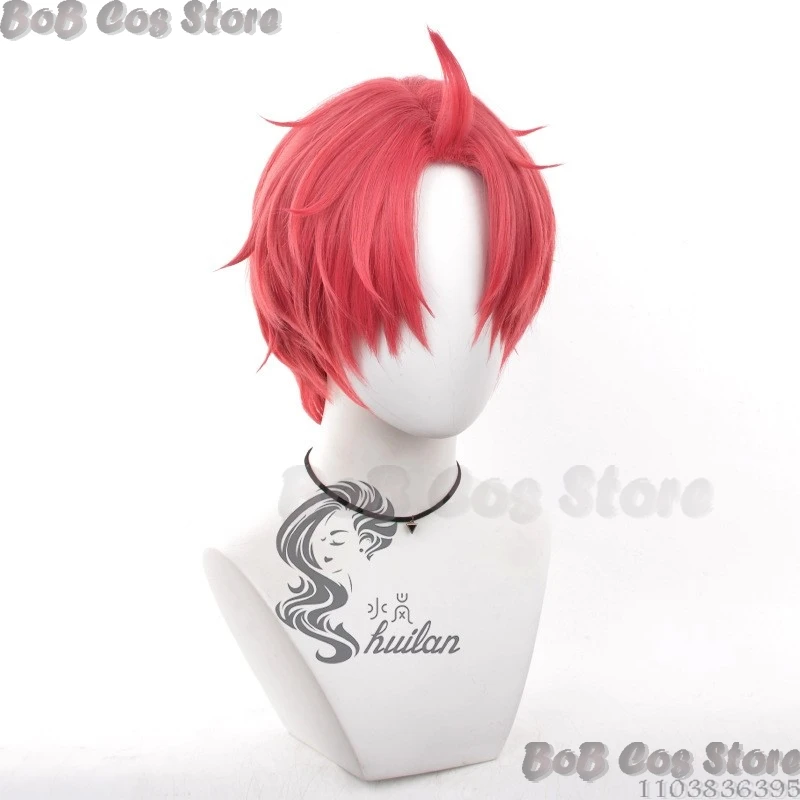 Jiji Аниме DAN DA Jin Enjoji Косплей Красно-коричневый парик Опора Синие серьги Хэллоуин