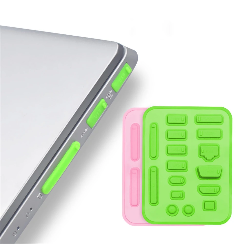 

16pcs/set Laptop Dust Plug Set Computer USB Protective Cover HDMI Network Port VGA Sealing Protector Office Accessories