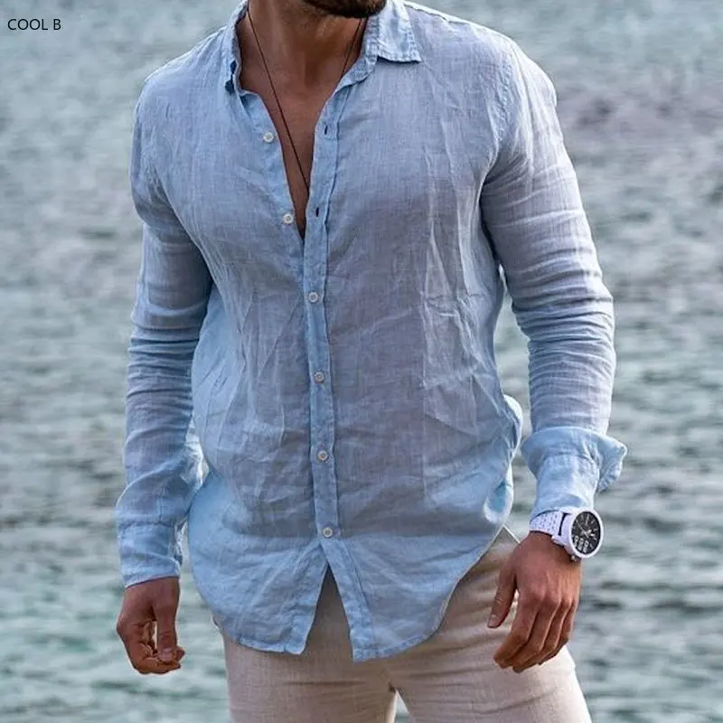 

Summer Flax Shirts for Men Camisa Masculina Camisas De Hombre Chemise Homme Ropa Hombre Men Clothing Vintage Roupas Masculinas