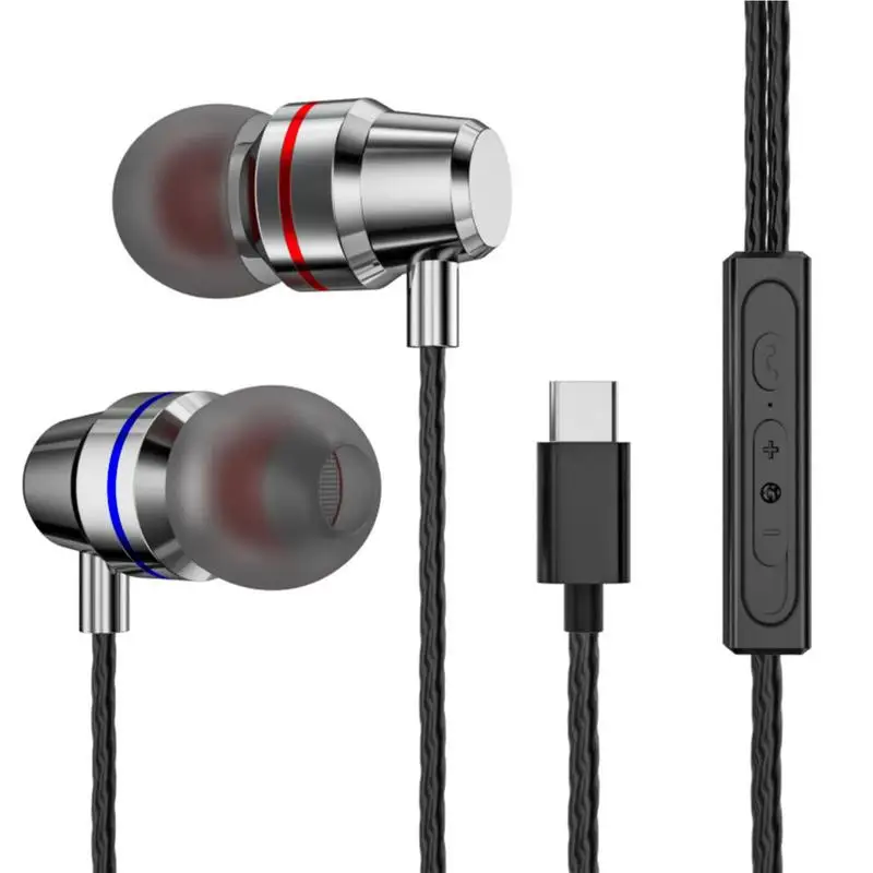 

Wired Headphones Type C Sport Music Earbud Stereo In-ear Earphone Microphone Noise Reduction Headset With Mic for Huawei P30pro