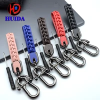 luxury keychain leather car men women gift pendant car key ring metal braided personality waist hanging custom made 5 color