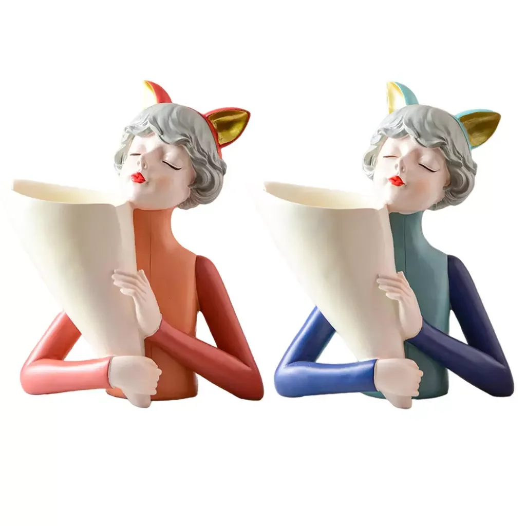 

Скандинавская фигурка девушки, Настольная Ваза с сушеными цветами для украшения дома, скульптурная полка, фотоподарок на день рождения