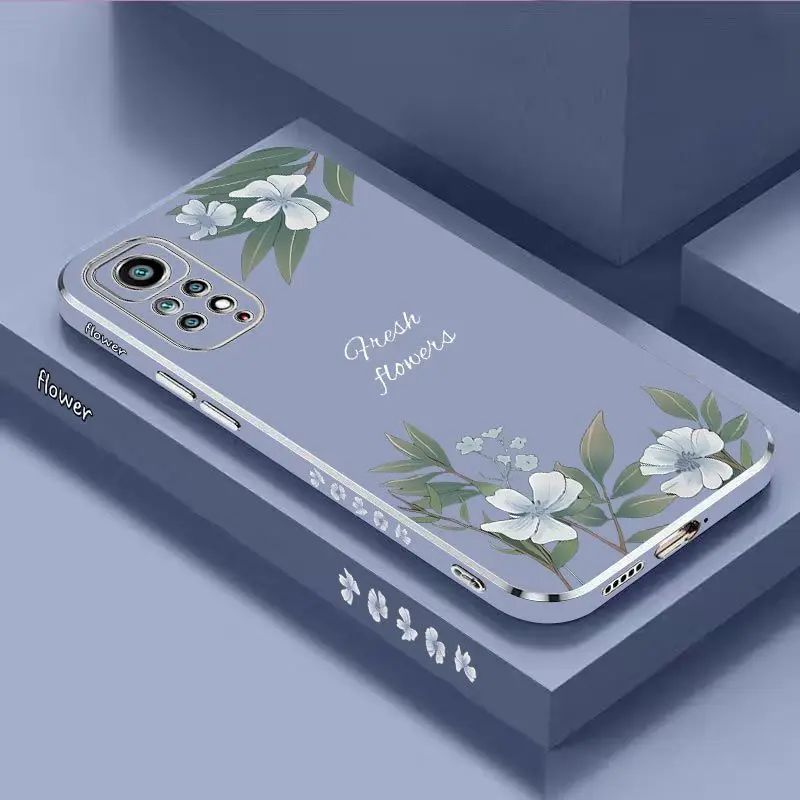 

Gardenia Flower Luxury Plating Phone Case For Xiaomi Redmi Note 11 10 Pro 10 12 11S 9 10A 10C 9C 9A 9T Cover Mate 50 40 Cover