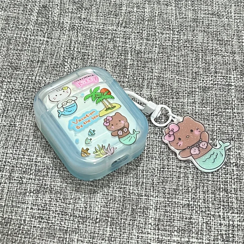 

Cartoon Cat Fish Summer Case for AirPods Pro2 Airpod Pro 1 2 3 Bluetooth Earbuds Charging Box Protective Earphone Case Cover