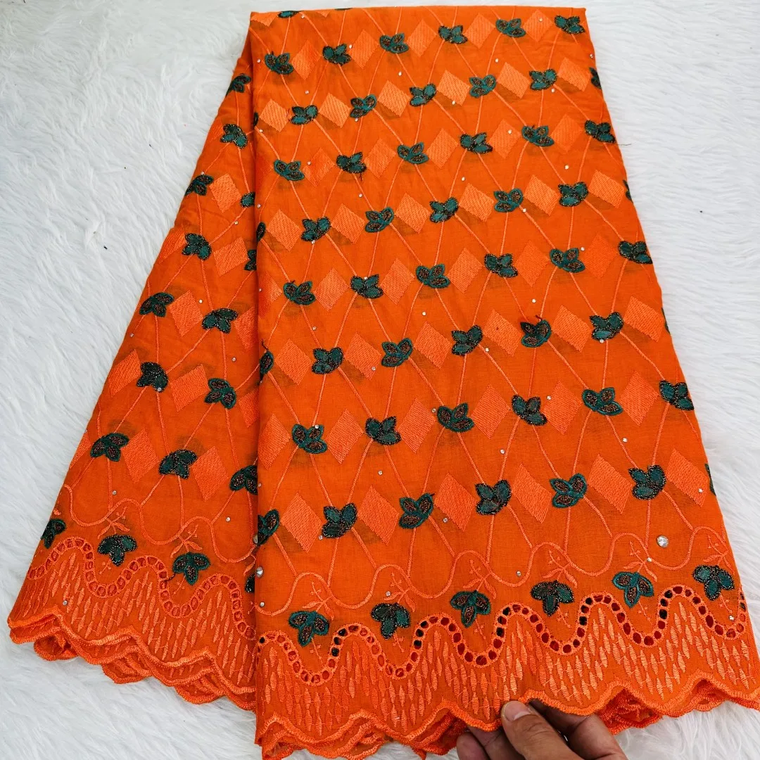 5 ярдов швейцарская ткань 2023 новейшая африканская вышивка бисером 100% хлопок