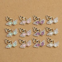 10pcs delicate crystal swan charms for jewelry making women fashion drop earrings pendants necklaces diy keychains crafts supply