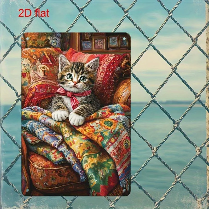 

Металлическая вывеска "Кот на цветочном диване"