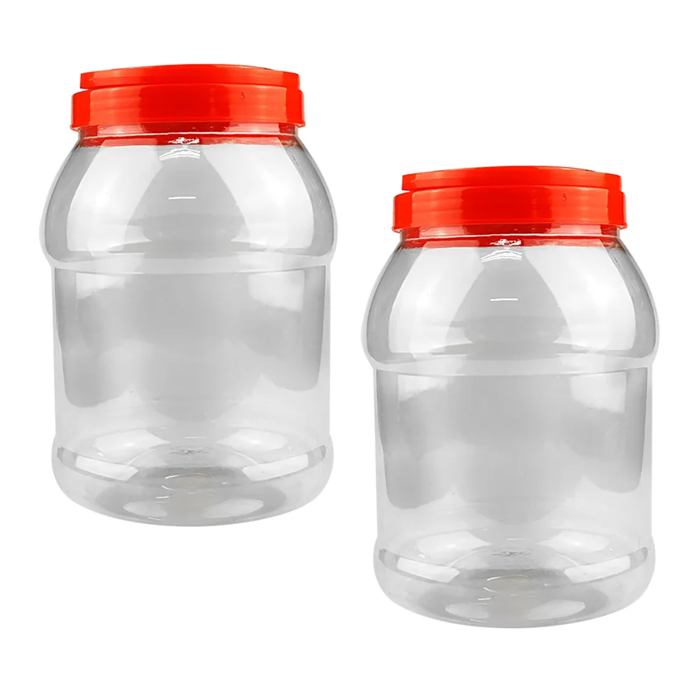 

2 Pcs Fridge Organization Containers Transparent Storage Tank Plastic Seal Jars Tea Canister Kitchen Food Sealed Canisters