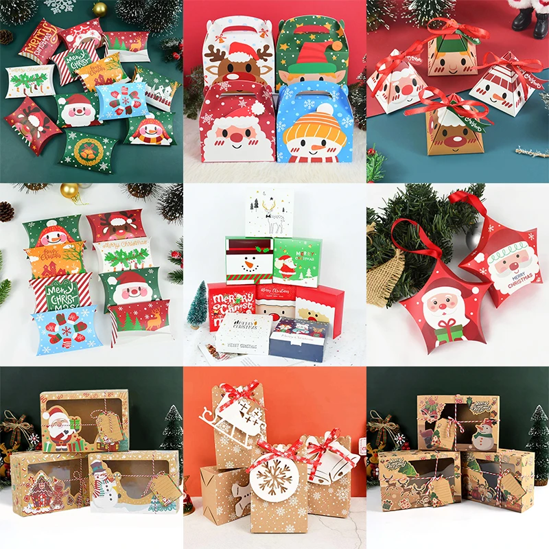 

3-12Pcs Christmas Gift Box Packing Santa Elk Cookies Candy Box Christmas Decoration for Home Xmas Kids New Year Navidad 2023