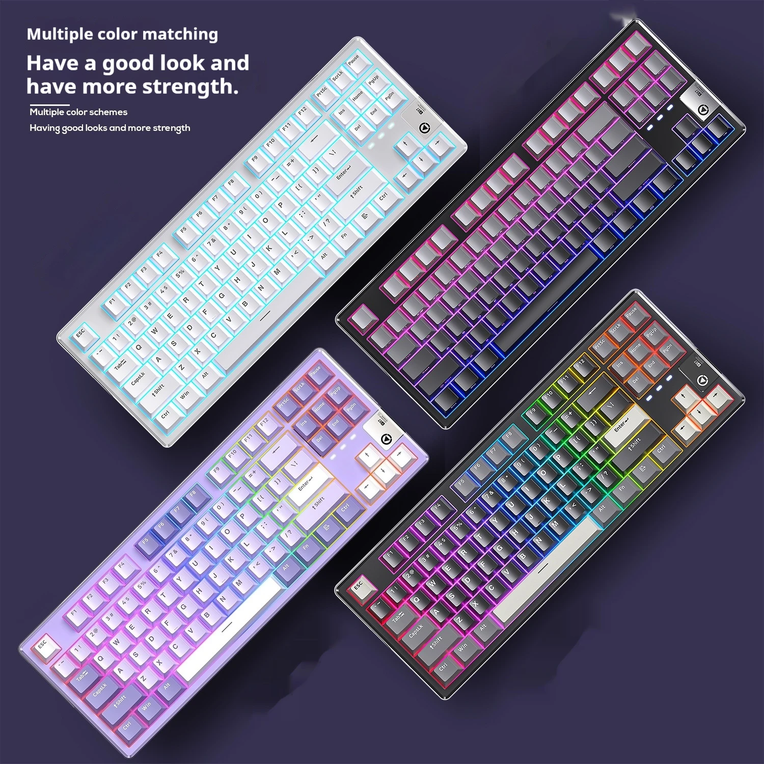 Механическая клавиатура беспроводная Bluetooth три режима 87 клавиш RGB изготовленная