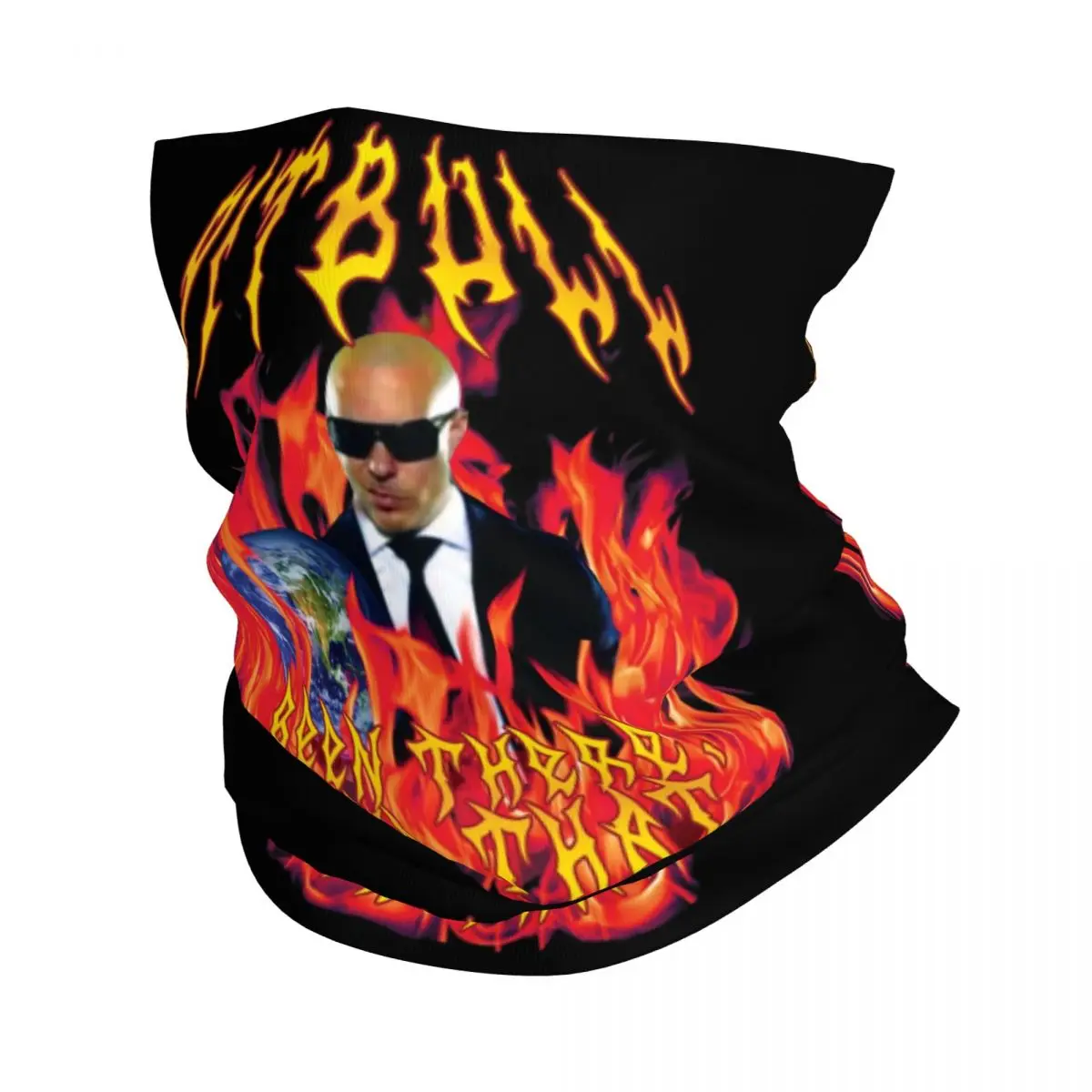

Heavy Metal Pitbull With Flames Bandana Winter Neck Warmer Wrap Face Scarf for Hiking Mr World Rapper Singer Gaiter Headband