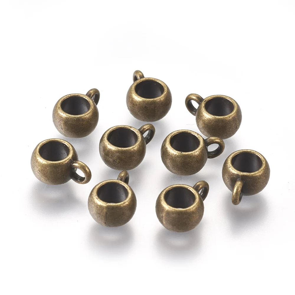 

100pcs Tibetan Style Alloy Hanger Links Connectors Rondelle 8x5mm For DIY Jewelry Making Necklaces Bracelets Handicraft Supplies