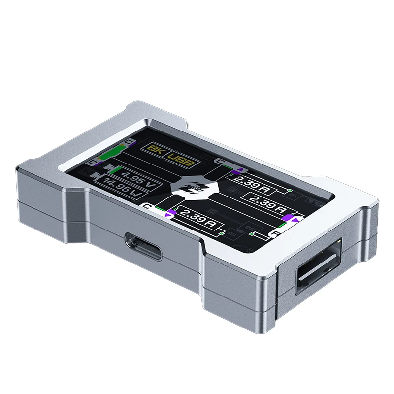 Фото Кабель для клавиатуры из монокристаллической меди USB-C/C-C длиной 15 см/130 см с поддержкой магнитного управления подсветкой 8K для компьютерных клавиатур с хабом HM №5