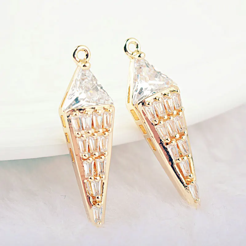 Латунные подвески с покрытием из 18-каратного золота, 29 х8 мм