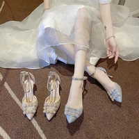 summer pumps for women party wedding shoes 2022 womans sandals thin heels solid ol shoes fashion metal female office high heels