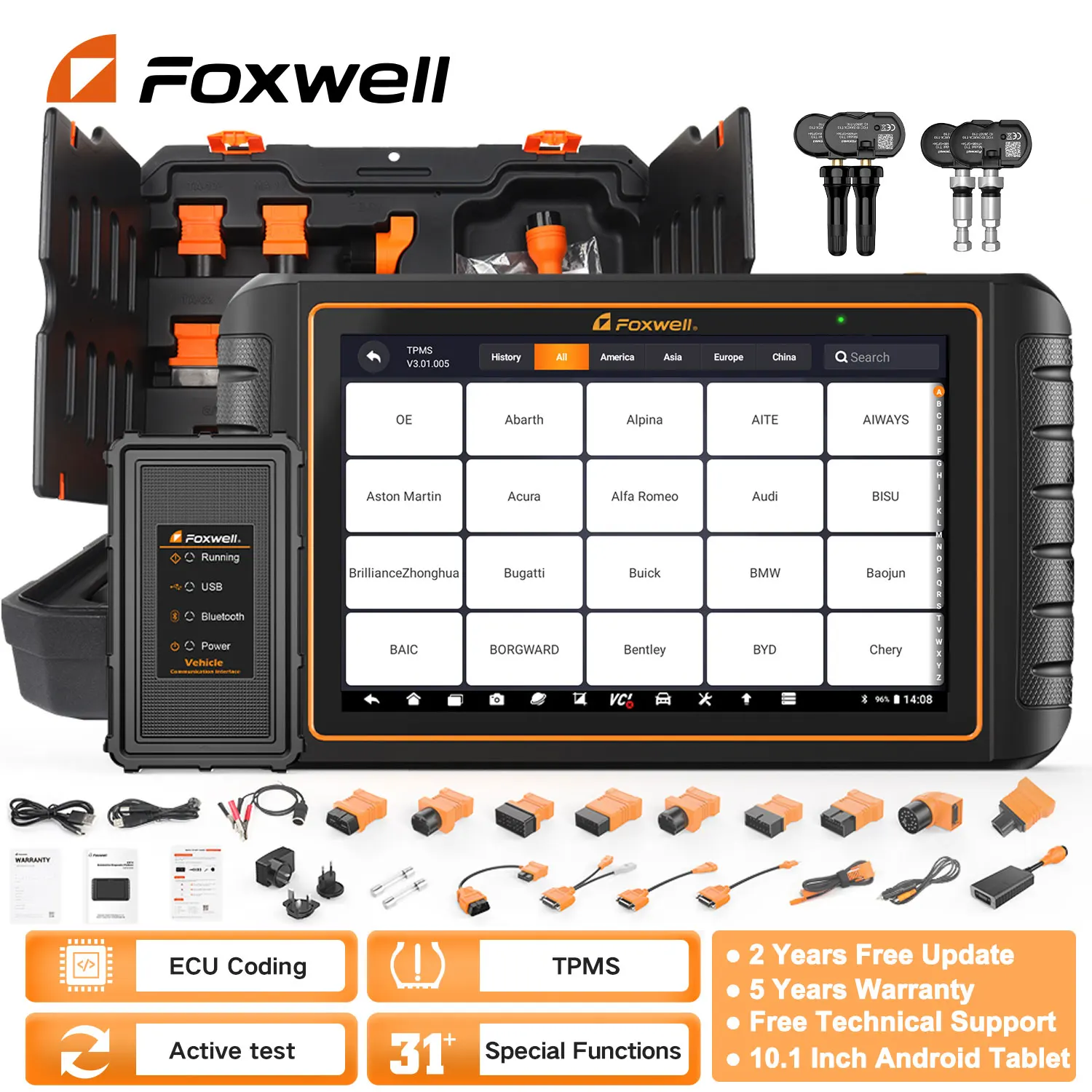 Автомобильный сканер Foxwell GT75TS OBD2 профессиональное кодирование ECU TPMS