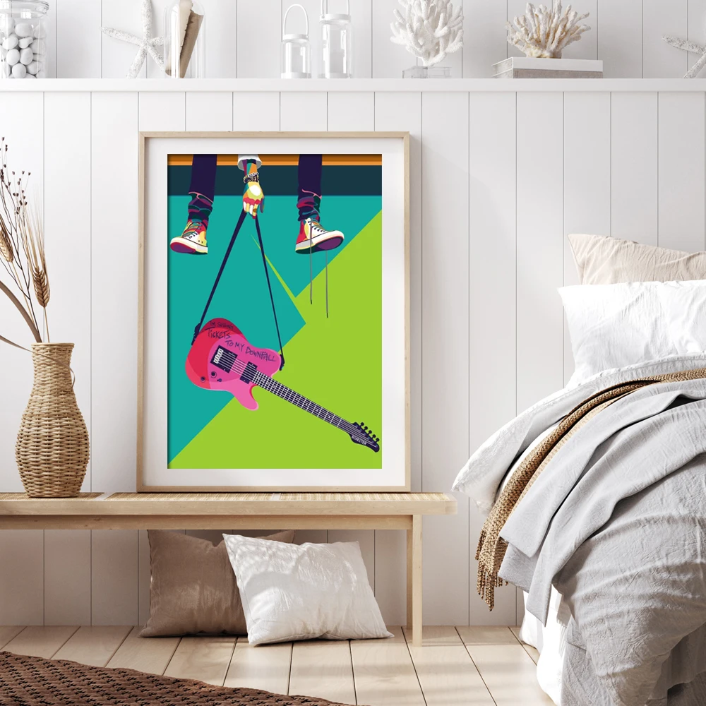 

Настенная Картина на холсте с изображением гитары, плакат с современной музыкой, художественный принт для дома, офиса, спальни, гостиной, На...
