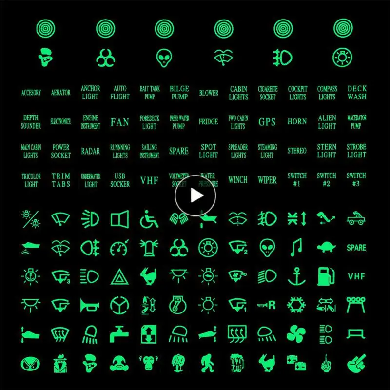 

Green Fluorescent Paper Car Logo Sticker Wear-resistant Light-emitting Switch Car Button Luminous Sticker Waterproof